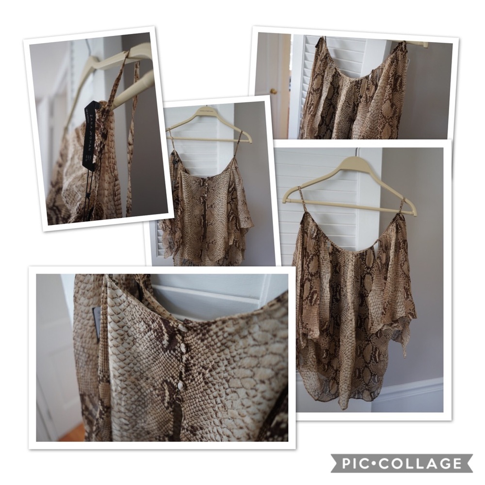 New ZARA Snakeskin Print Sheer Tank Top • Size L